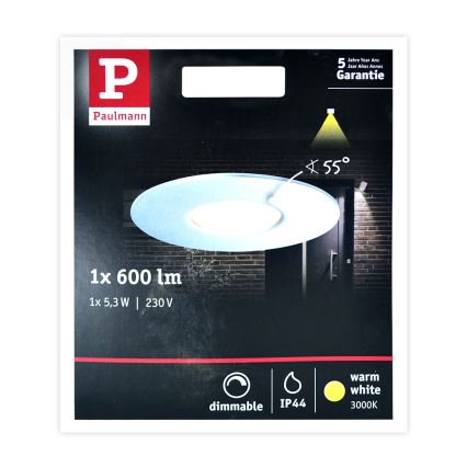 Paulmann 79668 - LED/5,3W IP44 Stmievateľné kúpeľňové podhľadové svietidlo HOUSE 230V