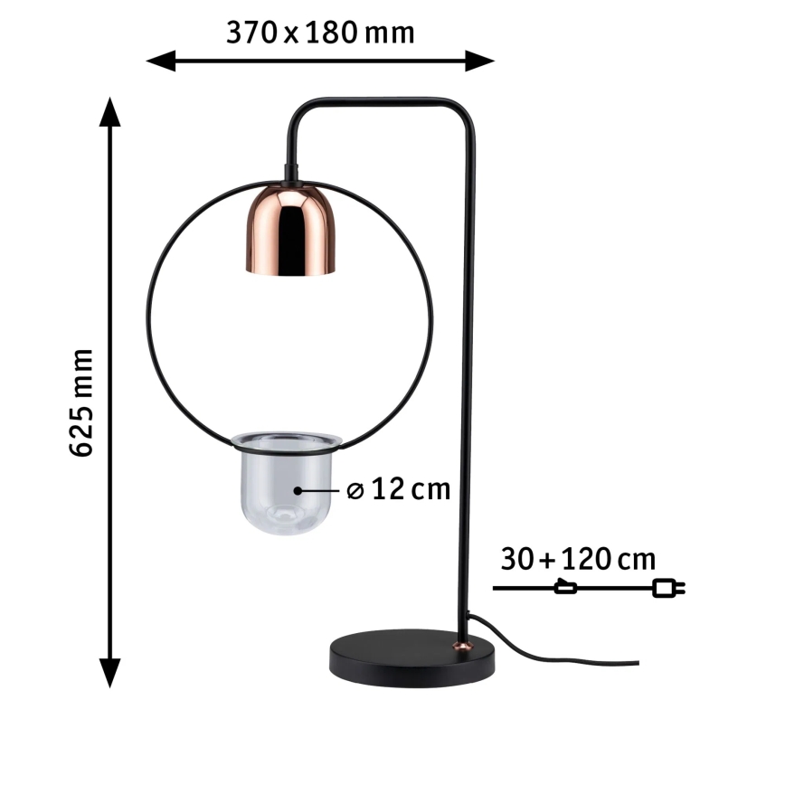 Paulmann 79746 - 1xGU10/20W Stolná lampa FANJA 230V dymová