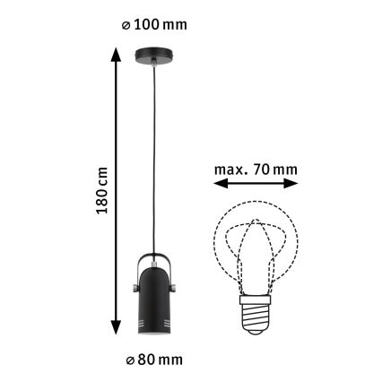 Paulmann 79766 - LED RGBW 1xE27/9W Luster na lankách LAVEA 230V čierny