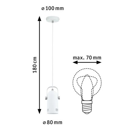 Paulmann 79767 - LED RGBW 1xE27/15W Závesný luster na lanku LAVEA 230V biela