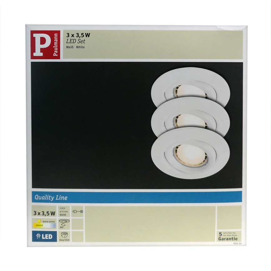 Paulmann 92024 - SADA 3x LED Podhľadové svietidlo PREMIUM LINE 3xGU10-LED/3,5W