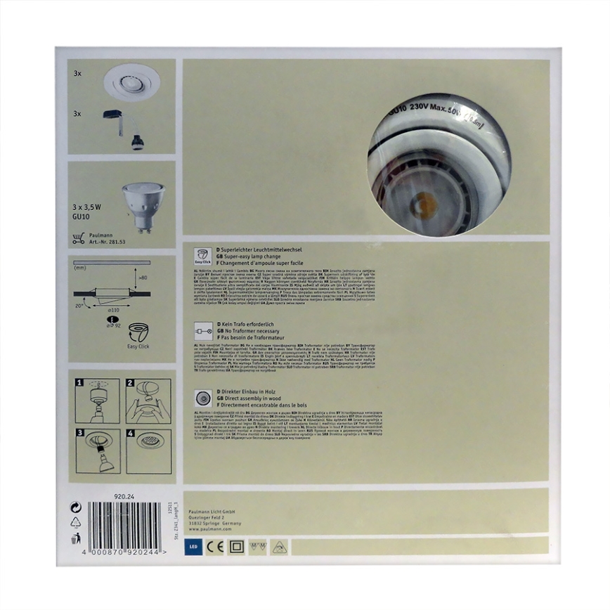 Paulmann 92024 - SADA 3x LED Podhľadové svietidlo PREMIUM LINE 3xGU10-LED/3,5W