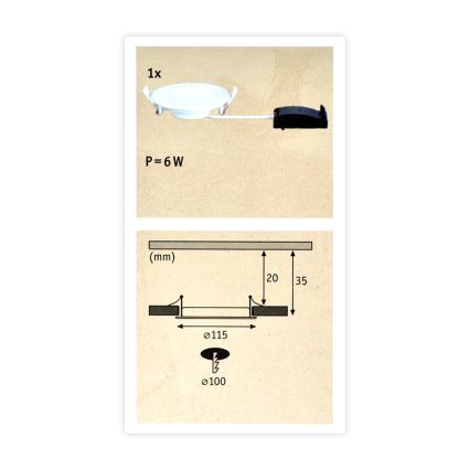 Paulmann 92061 - LED/6W IP44 Kúpeľňové podhľadové svietidlo QUALITY LINE 230V