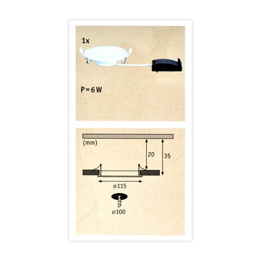 Paulmann 92061 - LED/6W IP44 Kúpeľňové podhľadové svietidlo QUALITY LINE 230V