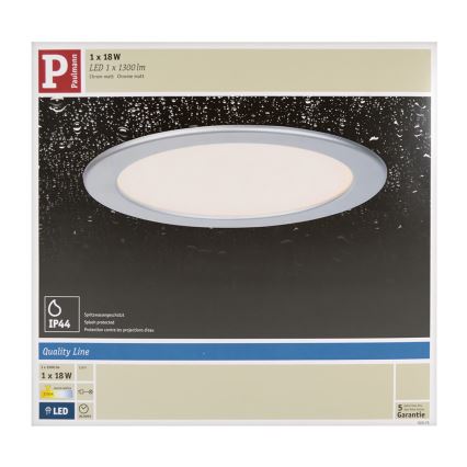 Paulmann 92075 - LED/18W Kúpeľňové podhľadové svietidlo QUALITY LINE 230V IP44