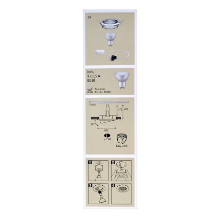 Paulmann 92101 - SADA 3x LED Podhľadové svietidlo 3xGU10/6,5W/230V