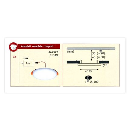 Paulmann 92388 - LED/8,5W IP44 Kúpeľňové podhľadové svietidlo VARIFIT 230V