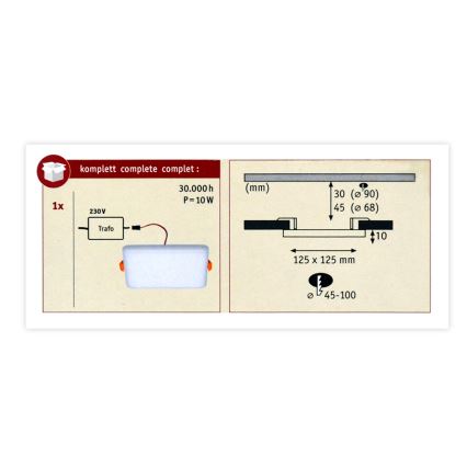 Paulmann 92397 - LED/8,5W IP44 Kúpeľňové podhľadové svietidlo VARIFIT 230V