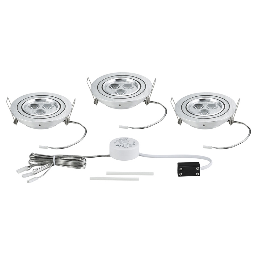 Paulmann 92530 - SET 3x LED Podhľadové svietidlo PREMIUM LINE 3xLED/3W/230V