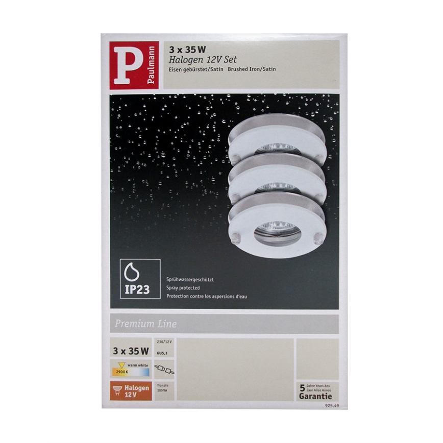Paulmann 92549 - SET 3x Kúpeľňové svietidlo PREMIUM LINE 3xGU5,3/35W/230V/12V