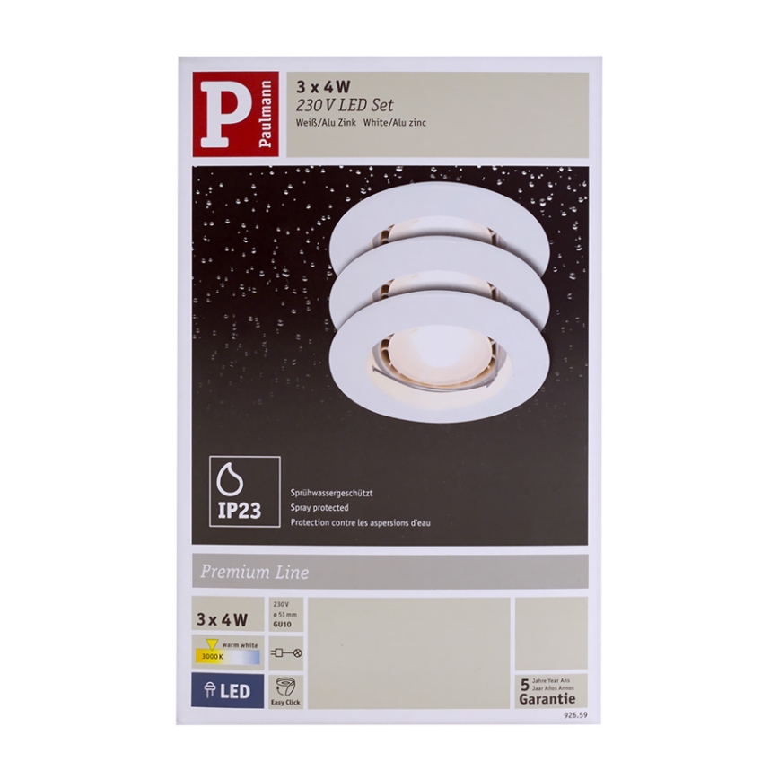 Paulmann 92659 - SET 3x 3x LED Kúpeľňové svietidlo PREMIUM LINE 3xGU10/4W/230V