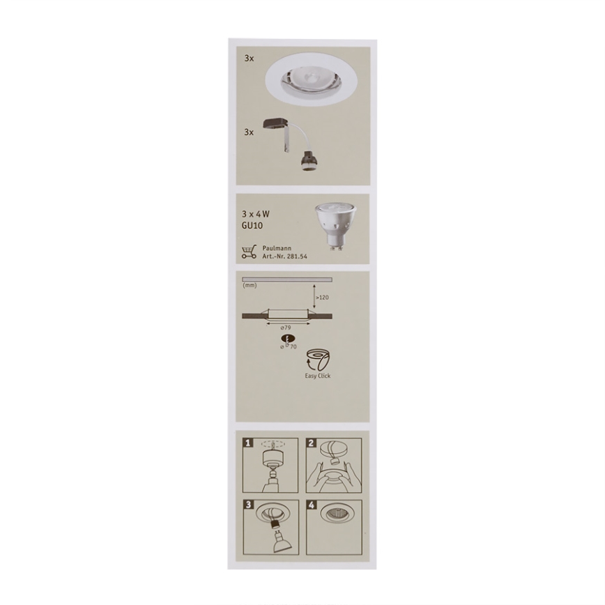 Paulmann 92659 - SET 3x 3x LED Kúpeľňové svietidlo PREMIUM LINE 3xGU10/4W/230V