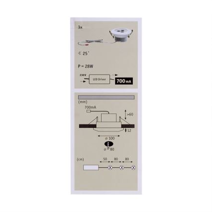 Paulmann 92686 - SET 3x 3x LED Podhľadové svietidlo PREMIUM LINE 3xLED/7,5W/230V