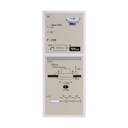 Paulmann 92686 - SADA 3xLED/7,5W Podhľadové svietidlo PREMIUM LINE 230V IP65