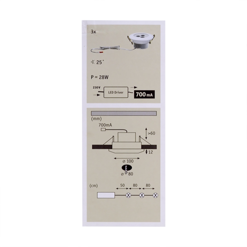 Paulmann 92686 - SET 3x 3x LED Podhľadové svietidlo PREMIUM LINE 3xLED/7,5W/230V