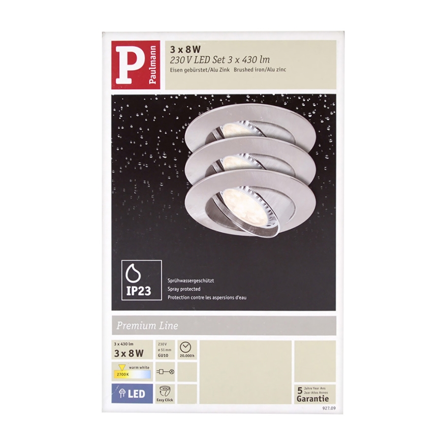 Paulmann 92709 - SADA 3xLED Podhľadové svietidlo 3xGU10/8W/230V