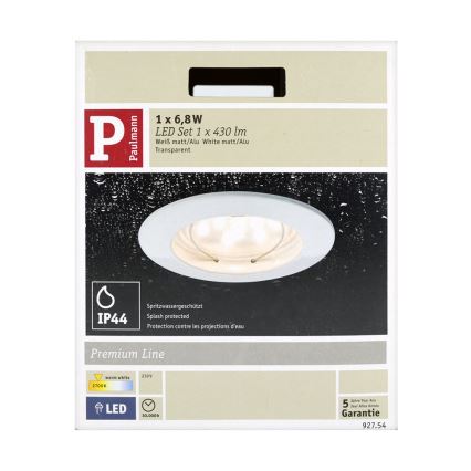 Paulmann 92754 - LED/6,8W IP44 Kúpeľňové podhľadové svietidlo COIN 230V