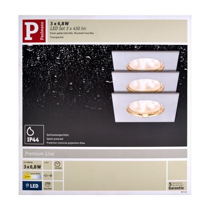 Paulmann 92762 - SADA 3xLED/6,8W Kúpeľňové podhľadové svietidlo PREMIUM 230V IP44