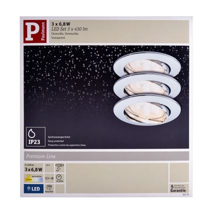 Paulmann 92770 - SADA 3x LED Kúpeľňové podhľadové svietidlo COIN 3xLED/6,8W/230V