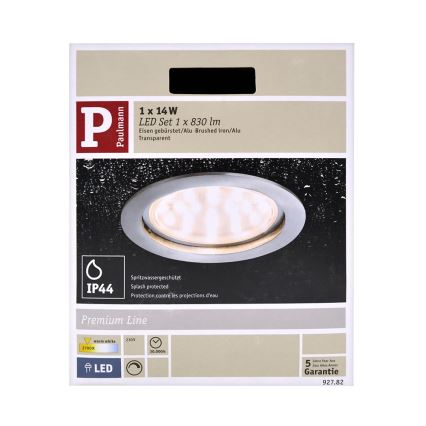 Paulmann 92782 - LED/14W IP44 Kúpeľňové stmievateľné podhľadové svietidlo COIN 230V