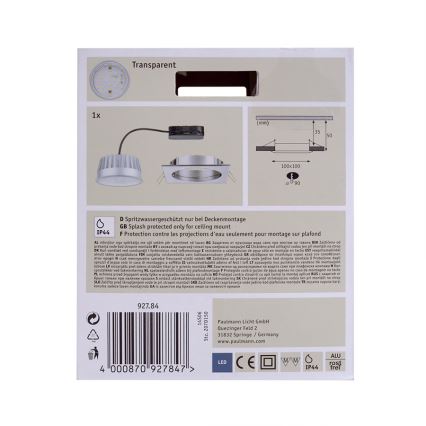 Paulmann 92784 - LED Kúpeľňové podhľadové svietidlo LED/14W/230V
