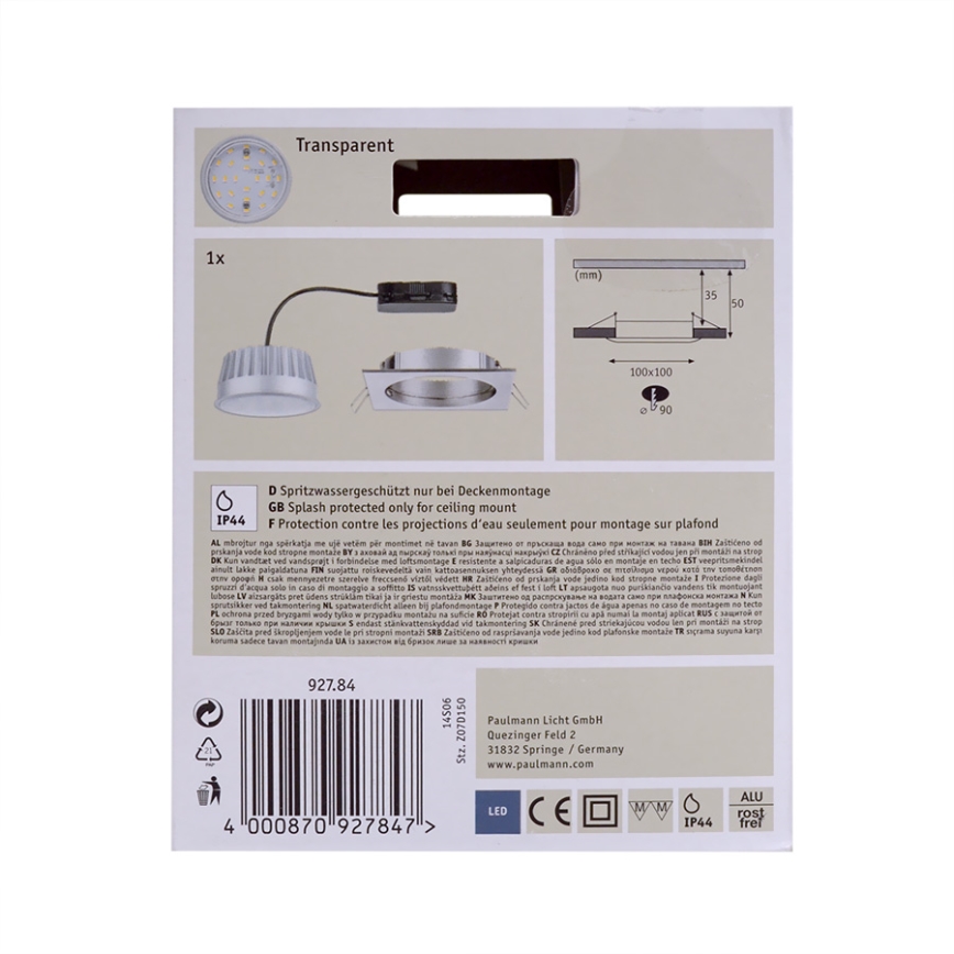 Paulmann 92784 - LED Kúpeľňové podhľadové svietidlo LED/14W/230V
