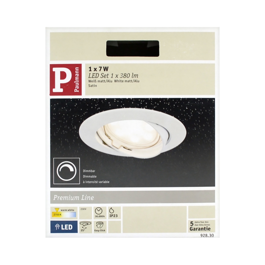 Paulmann 92830 - LED/7W Stmievateľné kúpeľňové podhľadové svietidlo COIN 230V
