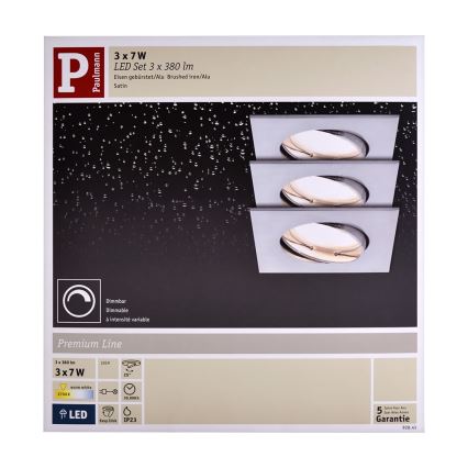 Paulmann 92841 - SADA 3x LED Kúpeľňové podhľadové svietidlo COIN 3xLED/7W/230V