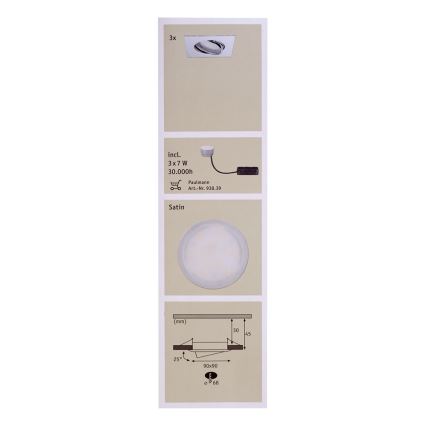 Paulmann 92845 - SADA 3x LED Stmievateľné podhľadové svietidlo EBL 3xLED/7W/230V