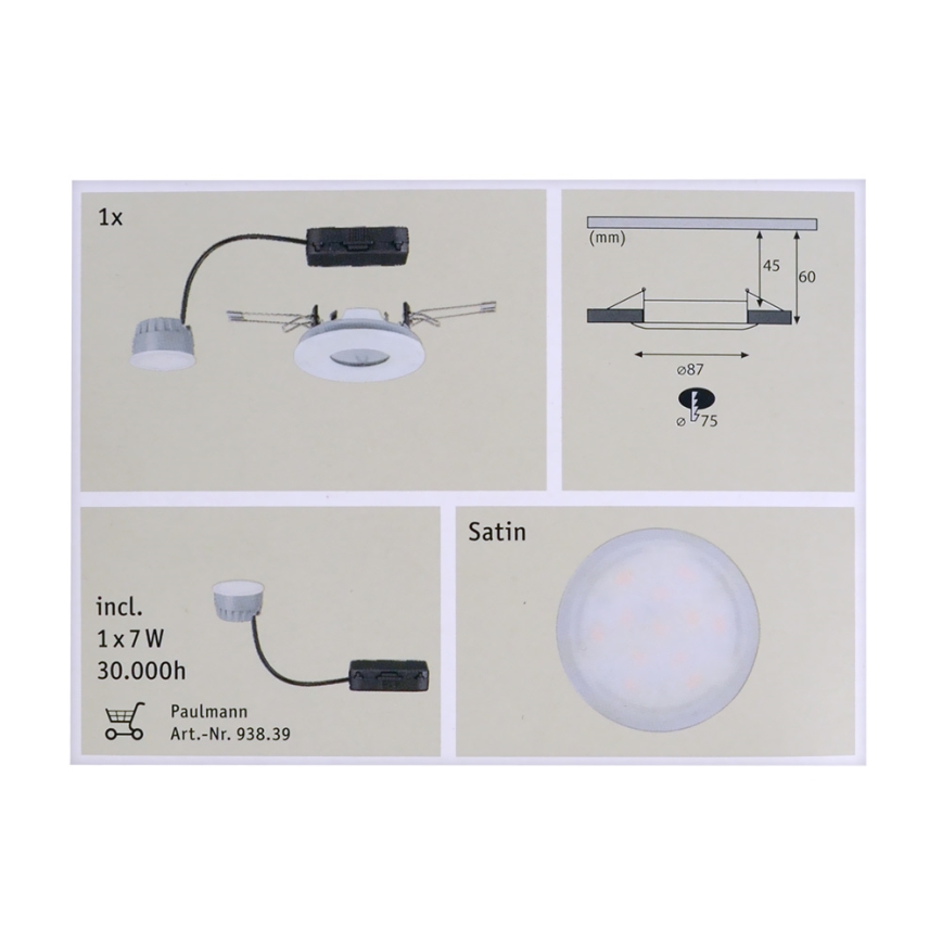 Paulmann 92846 - LED  Stmievateľné podhľadové svietidlo PREMIUM 1xLED/7W/230V IP65