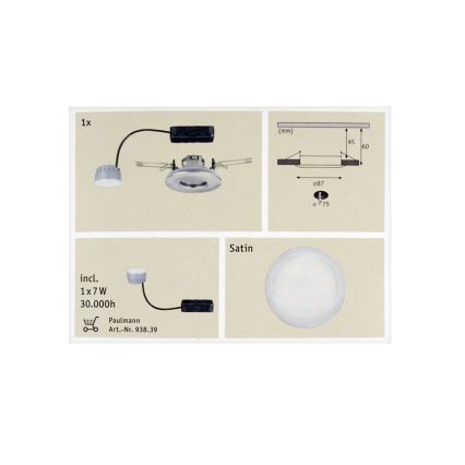 Paulmann 92848 - LED/7W IP65 Kúpeľňové podhľadové svietidlo COIN 230V