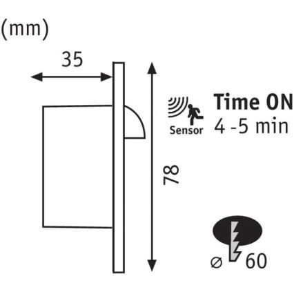 Paulmann 92925 - LED/2,7W Schodiskové svietidlo so senzorom WAND 230V 2700K