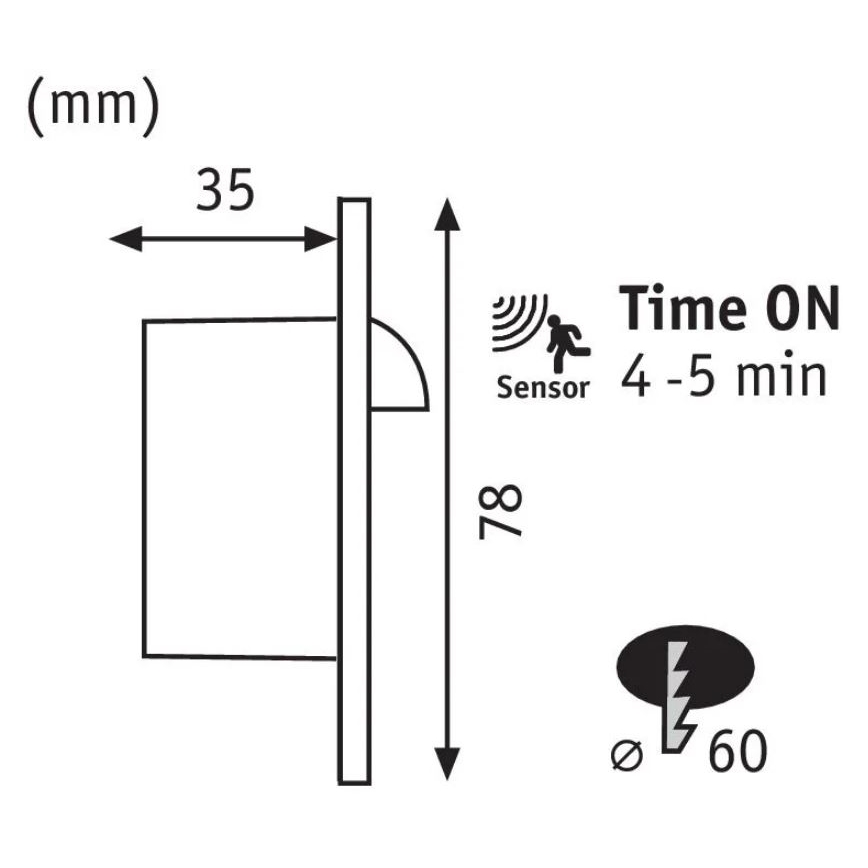Paulmann 92925 - LED/2,7W Schodiskové svietidlo so senzorom WAND 230V 2700K