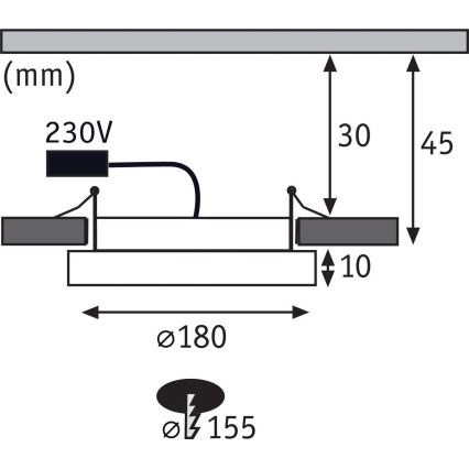 Paulmann 92946 - LED/11W IP23 Kúpeľňové podhľadové svietidlo AREO 230V pr. 18 cm matný chróm