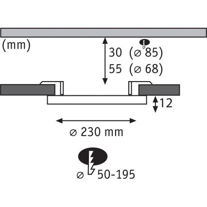Paulmann 93046 - LED/16W IP44 Stlmiteľné kúpeľňové zapustené svietidlo AREO 230V 3000-6500K pr. 23 cm matný chróm