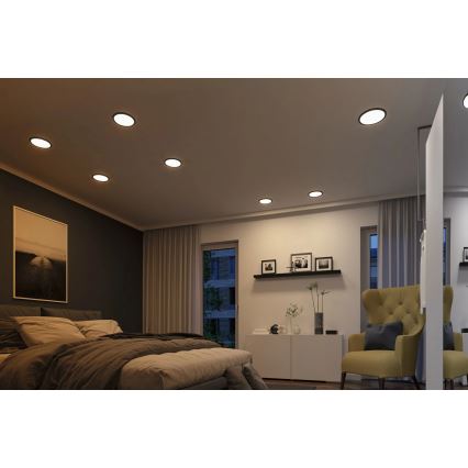 Paulmann 93102 - LED/16W IP44 Stlmiteľné kúpeľňové zapustené svietidlo AREO 230V 2000/3000/4000K priemer 23 cm čierne
