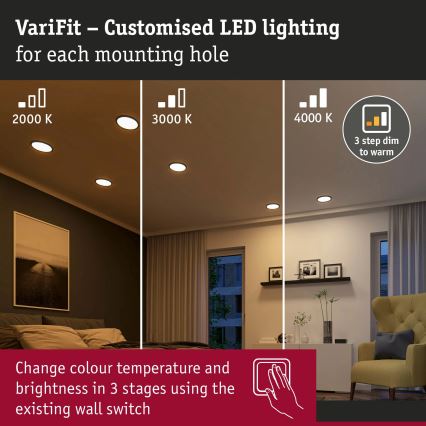 Paulmann 93102 - LED/16W IP44 Stlmiteľné kúpeľňové zapustené svietidlo AREO 230V 2000/3000/4000K priemer 23 cm čierne