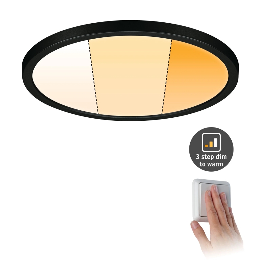 Paulmann 93102 - LED/16W IP44 Stlmiteľné kúpeľňové zapustené svietidlo AREO 230V 2000/3000/4000K priemer 23 cm čierne