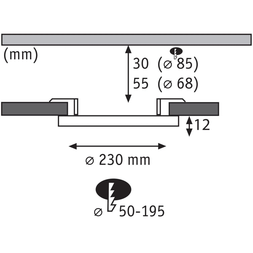 Paulmann 93102 - LED/16W IP44 Stlmiteľné kúpeľňové zapustené svietidlo AREO 230V 2000/3000/4000K priemer 23 cm čierne