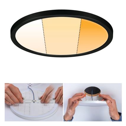 Paulmann 93102 - LED/16W IP44 Kúpeľňové zapustené stropné svietidlo AREO 230V 2000/3000/4000K priemer 23 cm čierne