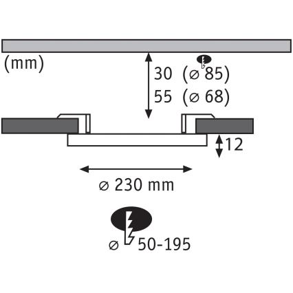 Paulmann 93102 - LED/16W IP44 Kúpeľňové zapustené stropné svietidlo AREO 230V 2000/3000/4000K priemer 23 cm čierne