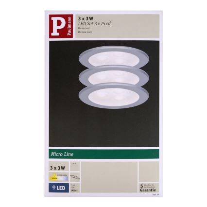 Paulmann 93544 - SADA 3x LED Podhľadové svietidlo MICRO LINE 3xLED/3W/230V