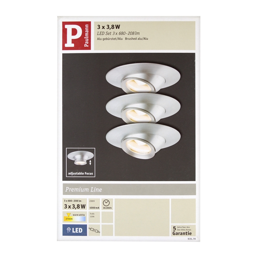 Paulmann 93579 - SADA 3xLED Podhľadové svietidlo 3xLED/3,8W/230/12V