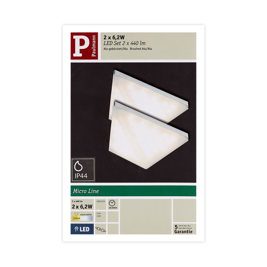 Paulmann 93584 - SADA 2xLED/6,2W IP44 Osvetlenie nábytku KITE 230V