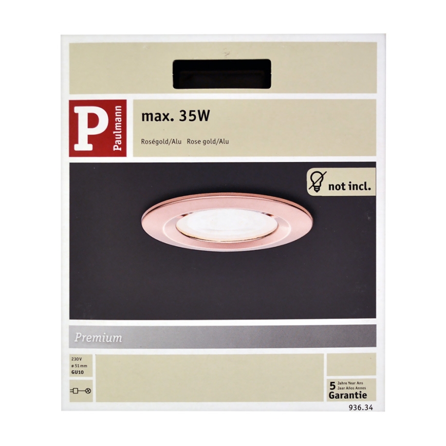 Paulmann 93634 - Kúpeľňové podhľadové svietidlo NOVA 1xGU10/35W/230V rosegold