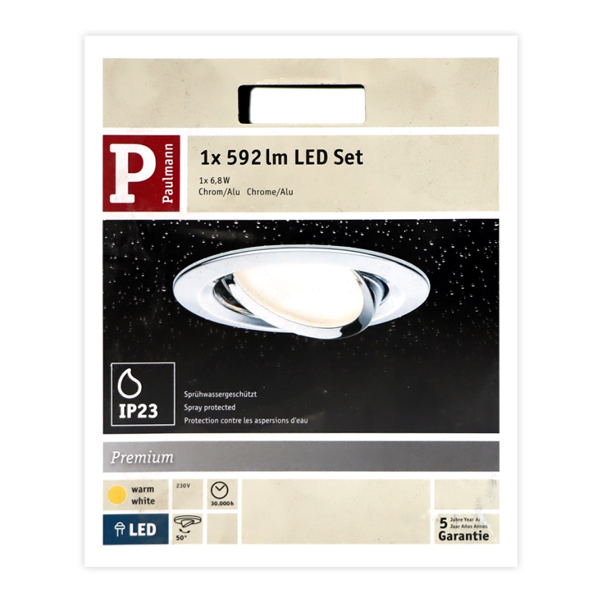 Paulmann 93867 - LED/6,8W IP23 Kúpeľňové podhľadové svietidlo COIN 230V
