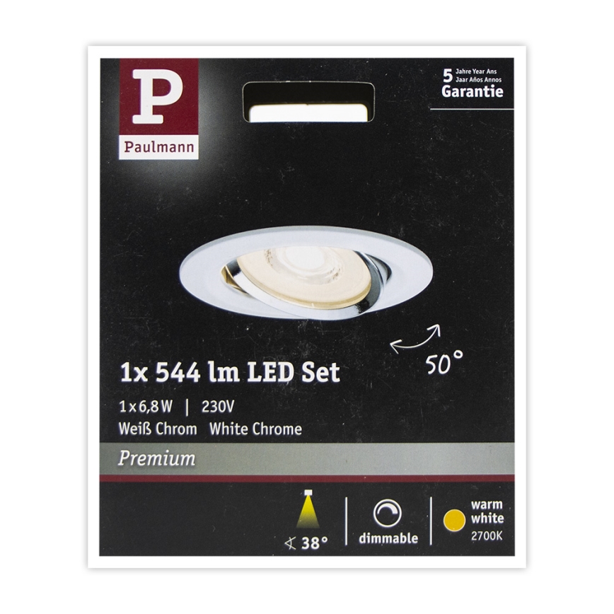 Paulmann 93945 - LED/6,8W IP23 Stmievateľné kúpeľňové podhľadové svietidlo COIN 230V