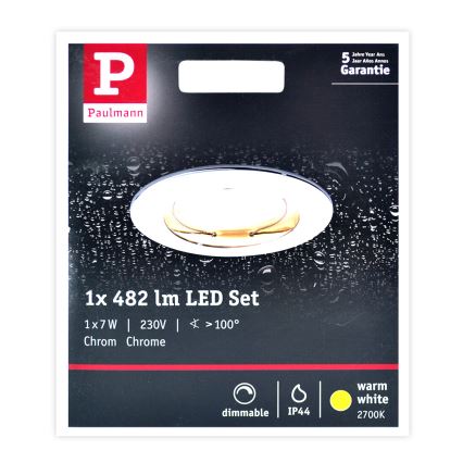 Paulmann 93959 - LED/7W IP44 Stmievateľné kúpeľňové svietidlo COIN 230V