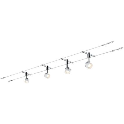 Paulmann 94080 - SADA 4xLED/4,8W Kompletný lanový systém STAGE 230V lesklý chróm