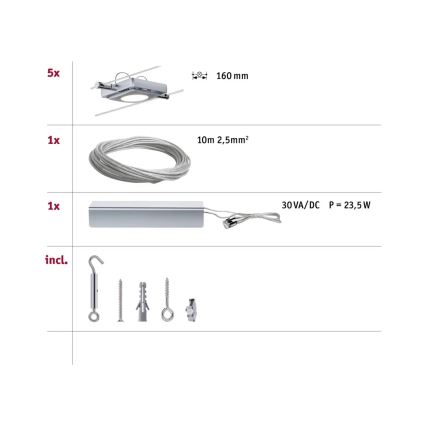 Paulmann 94108 - SADA 5xLED/4,3W Bodové svietidlo do lankového systému MAC 230V matný chróm